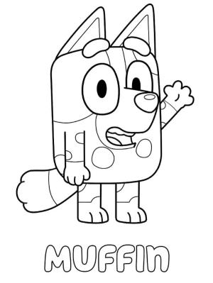 Bluey boyama sayfası,  coloring page, Muffin Mavi Topuk, 