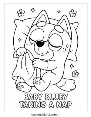 Bluey boyama sayfası – renkli çizimler, okul öncesi