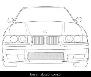 BMW boyama sayfası – sevimli karakter, sanatsal çalışma