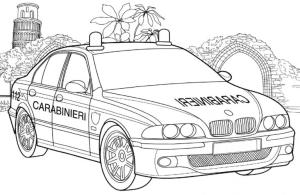 BMW boyama sayfası,  coloring page, Harabelerin arka planında BMW polis arabası, 