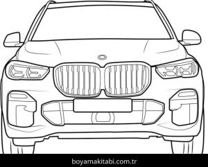 BMW boyama sayfası – PDF indir, sevimli karakter