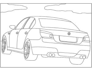 BMW boyama sayfası,  coloring page, BMW 5 arkadan görünüm, 