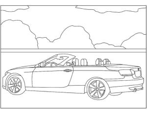 BMW boyama sayfası,  coloring page, Bulutların arka planında Cabrio BMW, 