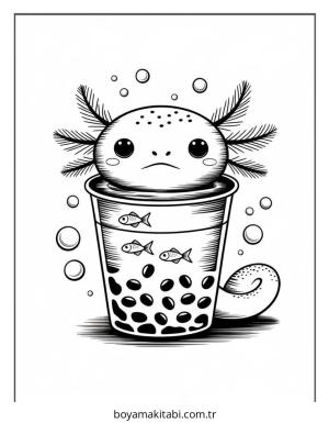 Boba Tea boyama sayfası – çocuk aktivitesi, PDF indir