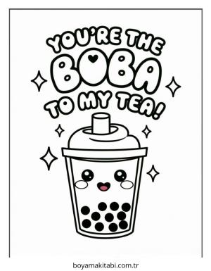 Boba Tea boyama sayfası – sanatsal çalışma, çocuklar için