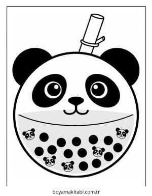 Boba Tea boyama sayfası – eğlenceli etkinlik, el becerilerini geliştirir