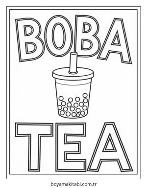 Boba Tea boyama sayfası – el becerilerini geliştirir, boyama çalışması