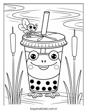 Boba Tea boyama sayfası – yaratıcılığı geliştirir, keyifli zaman