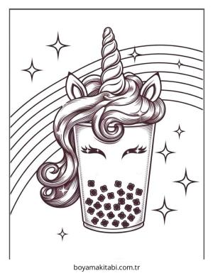 Boba Tea boyama sayfası – okul öncesi, evde etkinlik