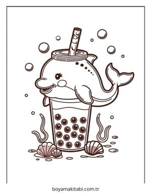 Boba Tea boyama sayfası – PDF indir, sevimli karakter