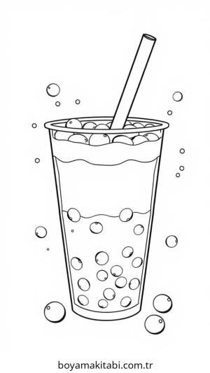 Boba Tea boyama sayfası – el becerilerini geliştirir, boyama çalışması