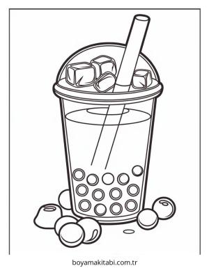Boba Tea boyama sayfası – yaratıcılık, eğlenceli etkinlik