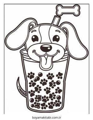 Boba Tea boyama sayfası – kolay boyama, eğitici aktivite