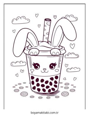 Boba Tea boyama sayfası – yaratıcılık, eğlenceli etkinlik