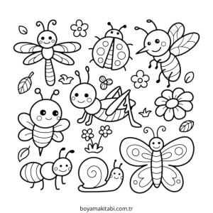 Böcek boyama sayfası – çocuklar için, çizgi film temalı
