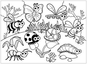 Böcekler boyama sayfası,  coloring page, Çocuklar İçin Sevimli Böcek, 