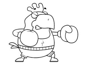 Boks boyama sayfası,  coloring page, Bir Kick Boks Tavuğu, 