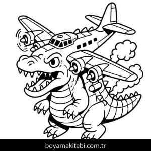 Bombardiro Crocodilo boyama sayfası – sanatsal çalışma, çocuklar için