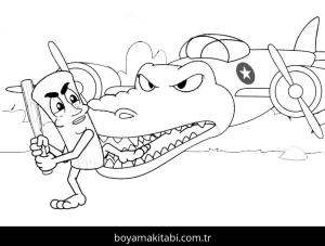 Bombardiro Crocodilo boyama sayfası – renkli çizimler, okul öncesi