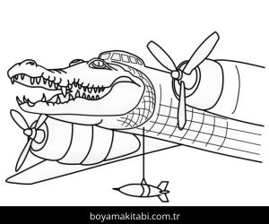Bombardiro Crocodilo boyama sayfası – çizgi film temalı, basit çizim