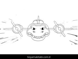 Bombardiro Crocodilo boyama sayfası – çocuk aktivitesi, PDF indir