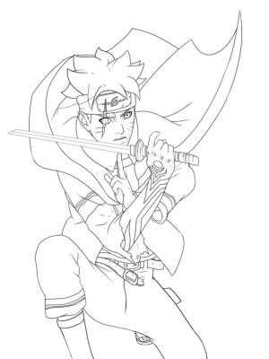 Boruto boyama sayfası,  coloring page, Kılıçlı Boruto, 