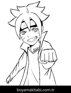 Boruto boyama sayfası – renkli çizimler, okul öncesi