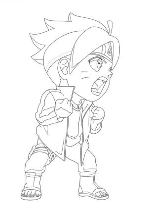 Boruto boyama sayfası,  coloring page, Sevimli Küçük Boruto, 