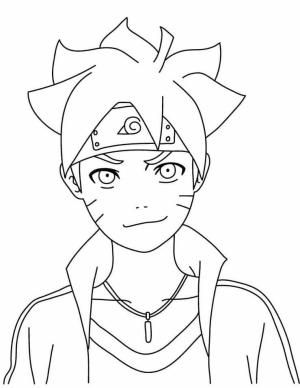 Boruto boyama sayfası,  coloring page, Boruto Gülümseyerek, 