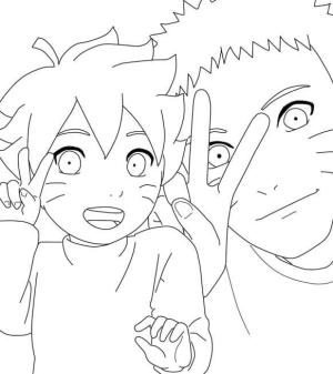 Boruto boyama sayfası,  coloring page, Küçük Boruto ve Naruto, 