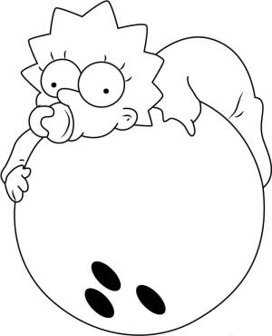 Bowling boyama sayfası,  coloring page, Maggie Simpson Bowling Topunda, 