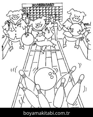 Bowling boyama sayfası – eğlenceli etkinlik, el becerilerini geliştirir