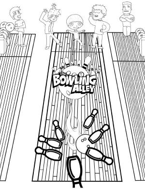 Bowling boyama sayfası,  coloring page, Bovling Karikatür, 