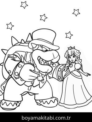 Bowser boyama sayfası – çizgi film temalı, basit çizim