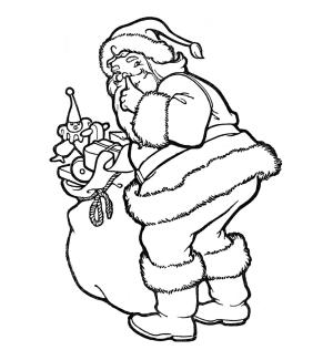 Tatil boyama sayfası,  coloring page, Oyuncaklar ile şirin Noel Baba, 