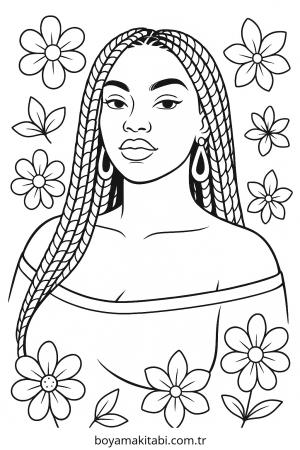 Braids boyama sayfası – sevimli karakter, sanatsal çalışma