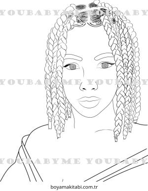 Braids boyama sayfası – eğitici aktivite, yaratıcılık