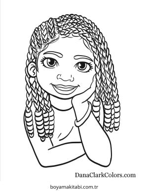 Braids boyama sayfası – sanatsal çalışma, çocuklar için