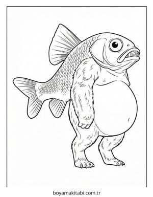 Brainrot boyama sayfası – sevimli karakter, sanatsal çalışma