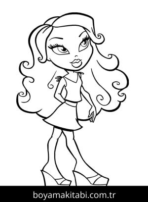 Bratz boyama sayfası – el becerilerini geliştirir, boyama çalışması
