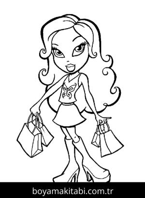 Bratz boyama sayfası – sevimli karakter, sanatsal çalışma