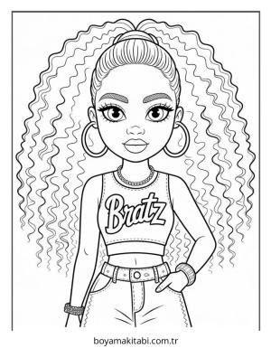 Bratz boyama sayfası – sevimli karakter, sanatsal çalışma