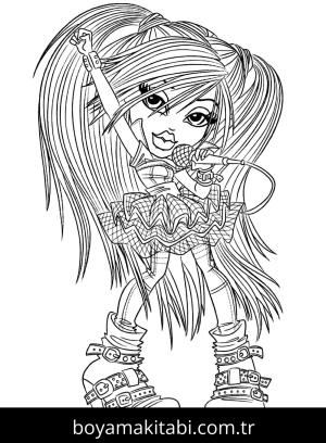 Bratz boyama sayfası – çizgi film temalı, basit çizim