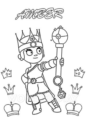 Brawl Stars boyama sayfası, Brawl Stars coloring page, Brawl Stars’tan Amber’ı çizin, 