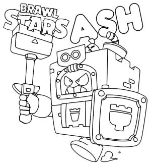 Brawl Stars boyama sayfası, Brawl Stars coloring page, Brawl Stars’da Ash’i çizin, 