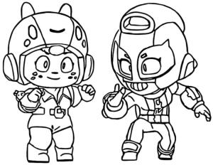 Brawl Stars boyama sayfası, Brawl Stars coloring page, Brawl Stars’tan Max ve Bea’yı çizin, 