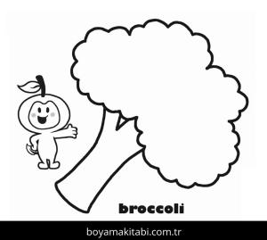 Brokoli boyama sayfası – eğlenceli etkinlik, el becerilerini geliştirir
