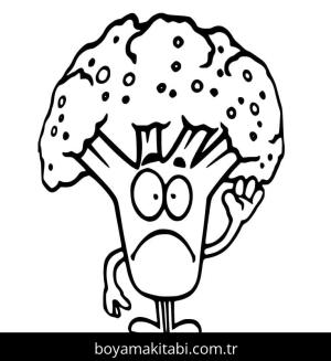 Brokoli boyama sayfası – sevimli karakter, sanatsal çalışma