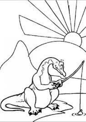 Brontozor boyama sayfası,  coloring page, Brontosaurus Balık Tutma, 