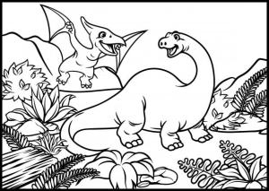 Brontozor boyama sayfası,  coloring page, Brontosaurus ve Yarasa, 